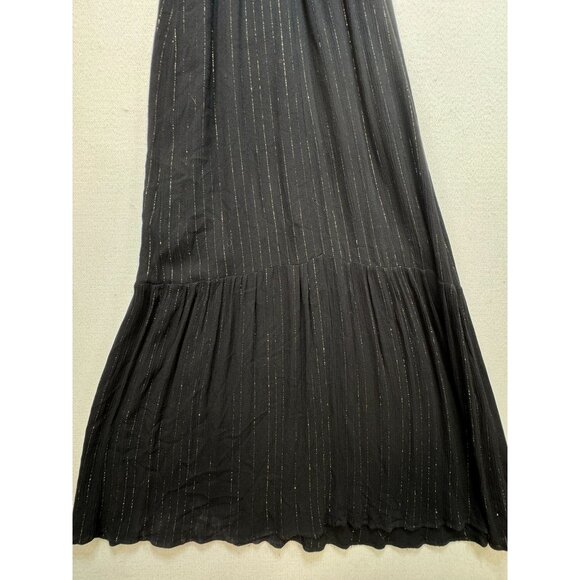A New Day Womens Maxi Dress Size XS Black Gold  Metallic Stripes Sleeveless - Picture 16 of 16